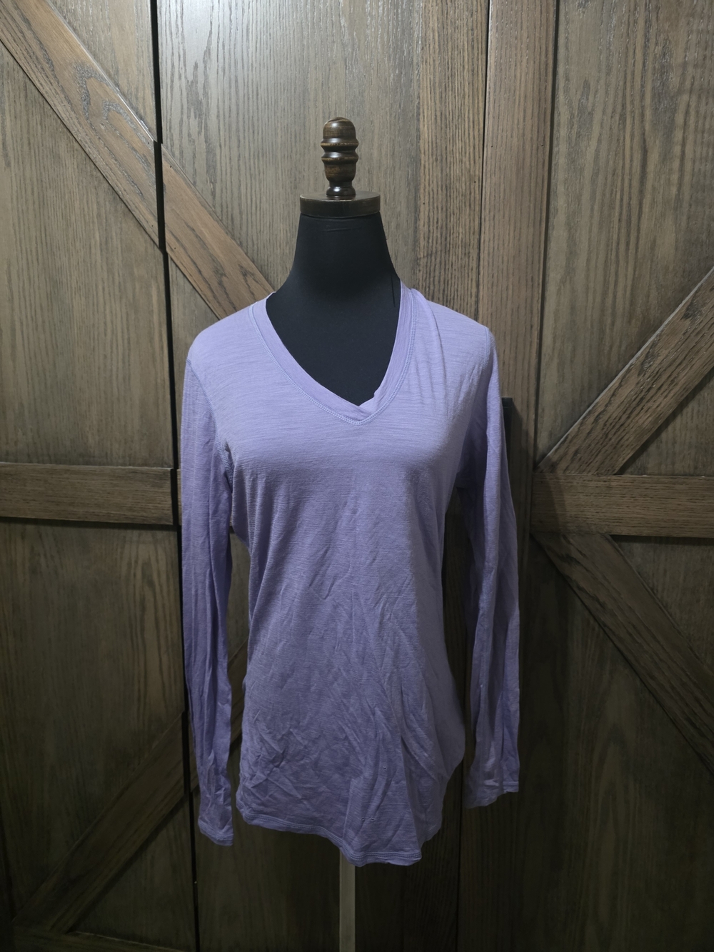 Smartwool Light Lavender V-Neck Long Sleeve Women's Top